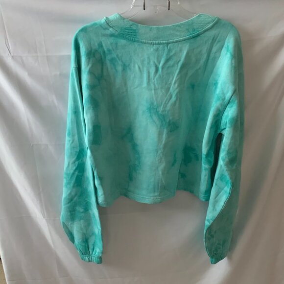 TRUE RELIGION Gold Foil Logo V Neck Cropped Pullover Sweater Sz MEDIUM - Picture 3 of 3